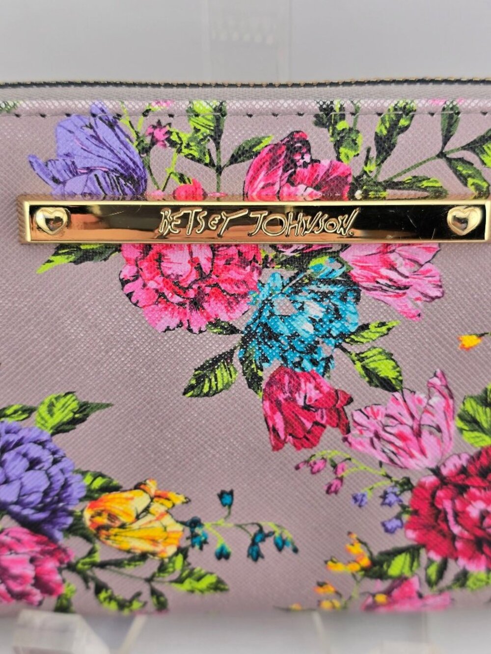 Betsey Johnson Floral Print Zip-Around Wallet With Wrist Strap - Picture 2 of 10